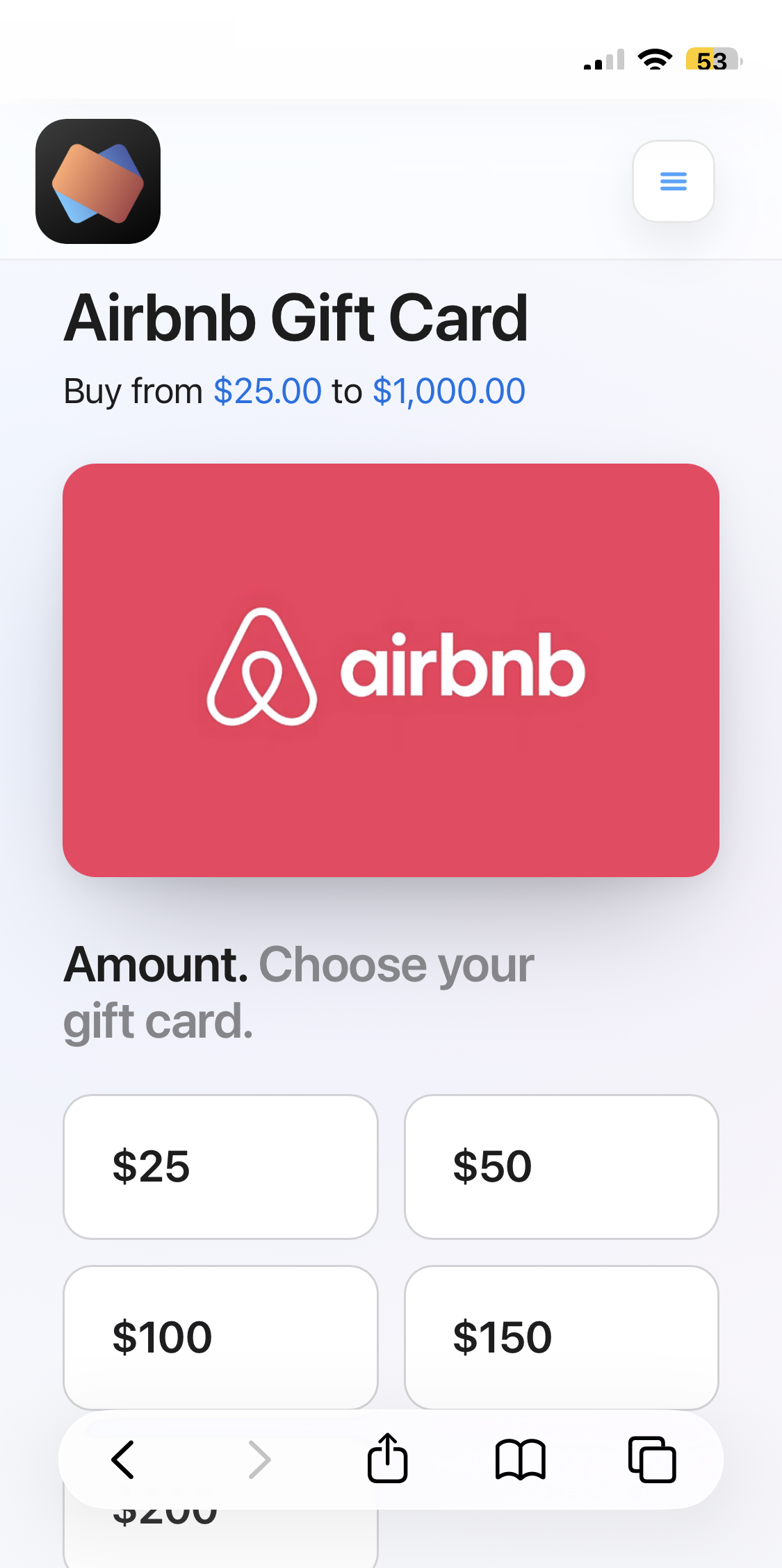 Airbnb gift card