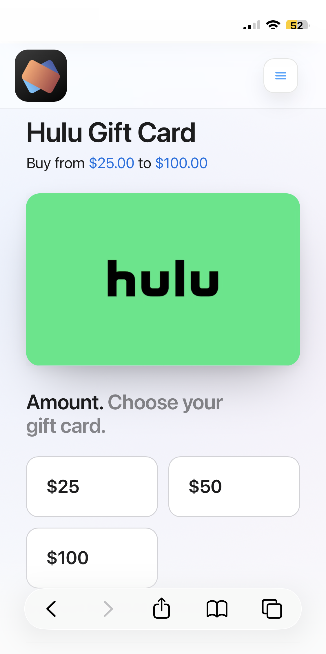 Hulu gift card